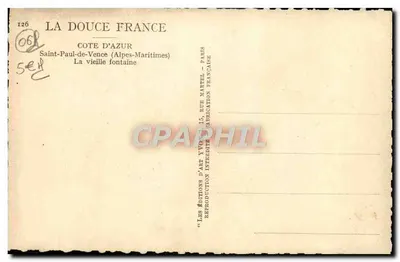 Saint-Paul-de-Vence — A velha fonte — Les Éditions d'Art Yvon, Paris — Verso