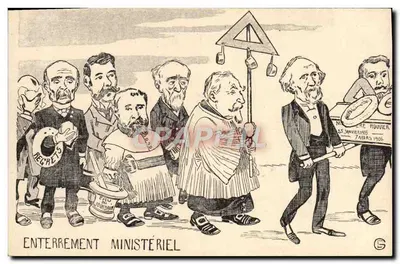 Enterro ministerial — caricatura política — G. (assinado) — datado 7 de março de 1906