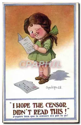 Criança lendo uma carta — Donald Mc Gill — Inter-Art Co. London, série ONE-SIX-ONE