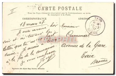ブリアンソン — スキー国際大会（1907年） — F. Iselin、スイスチャンピオンがジャンプを実施（21m） — 撮影：RK — 裏面