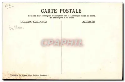 Briancón. Concours international de Ski (1907) — Hansen Durban, champion norvégien exécute son saut (26 m) — phot. Rivière — Verso