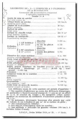 Locomotiva 242 - A 4, composta com 3 cilindros e superaquecimento — S.N.C.F., 4ª série — Verso