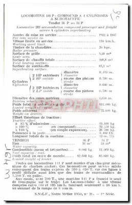 Locomotiva 141 P Compound a 4 cilindros — S.N.G.C.F., série 21 — cerca de 1950 — Verso