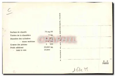 Locomotiva francesa — Máquina-tendente N° 30.021 — Estado — Verso