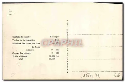 Máquina-tendente N° 42-909 — Série antiga T 14 — Sociedade Hanomag, Hanover — Verso