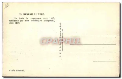 Trem de passageiros — Rede do Norte — cerca de 1905 — série 3100 — Verso