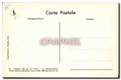 Parijs-Calais Maritiem — De Gouden pijl — Noordelijke spoorweg — Achterkant
