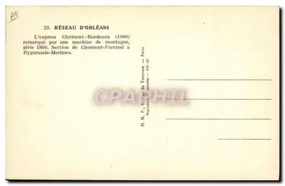 Trem a vapor — Expresso Clermont-Bordeaux (1900) — H.M.P. de Tourneon — Verso