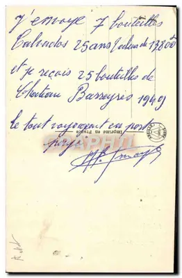 Calvados du 'Vieux Bouilleur' — Clovis Simon & Fils, Saint-Aubin-de-Scellon — publicité 1950-1951 — Verso
