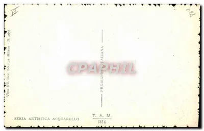Cena marítima com barcos a vela — farol no fundo — T.A.M. série 1314 — Verso