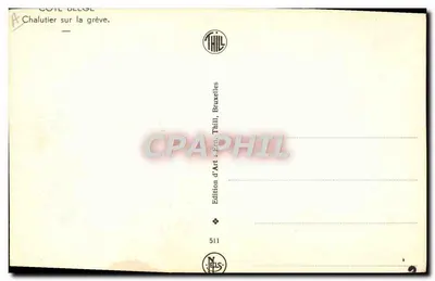 Embarcación de pesca en la playa — Costa belga — Edición de Arte, Thill, Bruselas, n° 511 — Reverso
