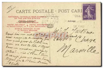 PARIS — O Panorama dos Sete Pontes — National Catholic War Council USA — Verso