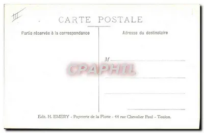 Canhão de um navio de guerra no mar — Editor H. EMERY, Toulon — Verso