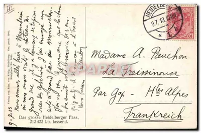 Le grand fût de Heidelberg — éditeur Verlag von Rahn, Heidelberg No. 3486 — Verso