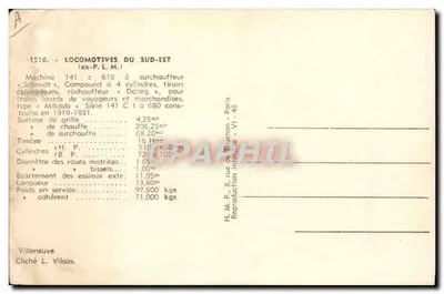 Locomotiva 141 C 618 — Série 141 C — Sudeste (ex-P.L.M.) — Verso