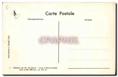 Trein 5 Parijs-Calais — Noordspoorweg — Drukkerij L. Danej, Lille — Achterkant