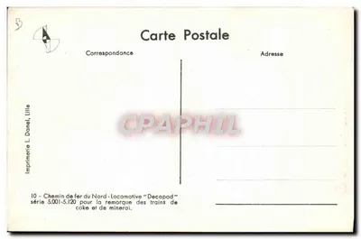 Locomotiva Decapod — série 5.001-5.120 — Impressora L. Danel, Lille — Verso