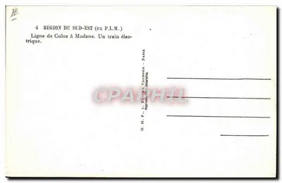 Linha de Culoz a Modane — Um trem elétrico — H.M.P. & R.G. de Tournon — Verso