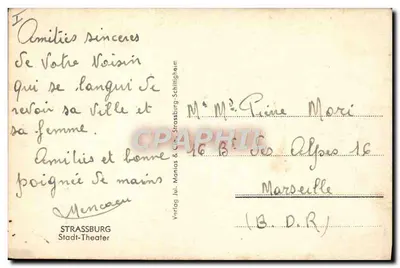 Estrasburgo - Teatro Cidade — editor Strassburg & Cie. n°223 — Verso