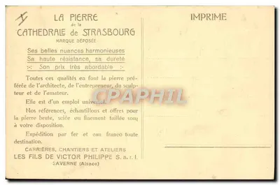 Strasburg — Teatr Miejski — częściowo odnowiony w 1921 roku przez Carrières Philippe — Gres kolorowy — Rewers