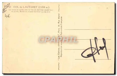 Col du Lautaret — panoramische uitzicht — Les Éditions d'Art VON, Parijs — Achterkant