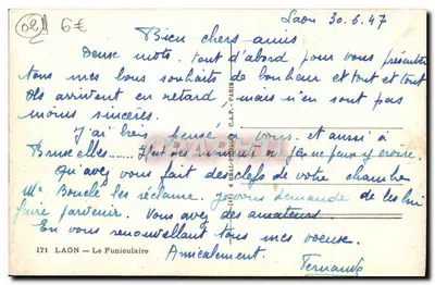 Laon — O Funicular — Cap — Editor C.A.P. n°171 — Verso