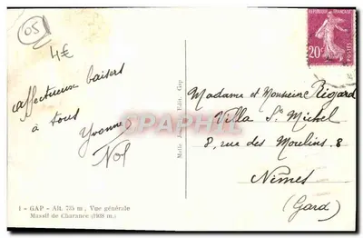 Gap — Ogólny widok — Massif de Charance — Melle Jourdan, Wyd. Gap — Rewers