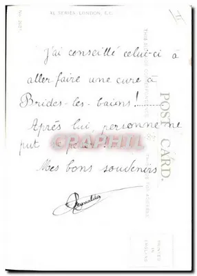 Bilhete postal antigo Bilhete postal antigo Ilustrador Mulher forte Bournemouth Donald McGill — Verso