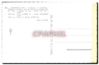 Locomotywa 4501 — Pierwsza « Pacific » w Europie — Wydawnictwo S.A.C.M. N° 173 — Rewers