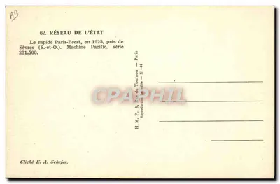 Trem a vapor Paris-Brest — Rede Estatal — 1925 — Máquina Pacific série 231.500 — Verso