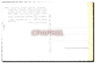 Locomotywa 231-716 — Compounds — Wydanie La Vie du Rail, nr 182 — Rewers