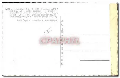 Lokomotywa parowa — seria 3.101 do 3.120 — wydanie «La Vie du Train» nr 174 — Rewers