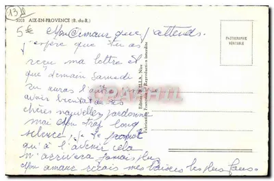 Aix-en-Provence — Recuerdo — Edición Rella, n°3003 — Reverso