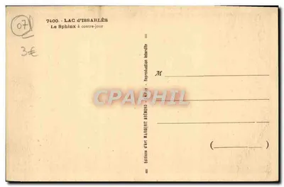 Lago de Issarlès — O Esfinge em contraluz — Éditions d'Art Margerit Brémont — Verso