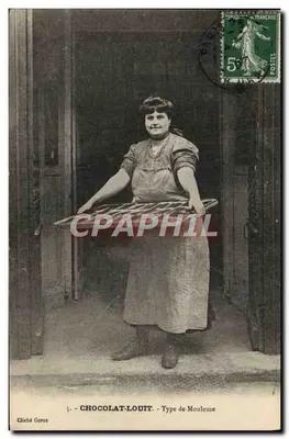 Woman Holding a Tray — Chocolat-Louit, Mould Type — Cliché Gorce