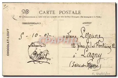 Frau mit Tablett — Chocolat-Louit, Moulentyp — Cliché Gorce — Rückseite