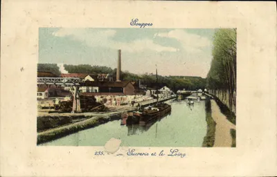 Bilhete postal antigo Souppes loja de doces no Loing
