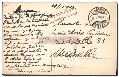 Esquí en las montañas — Lausana — editor desconocido, serie II.1919 — Reverso