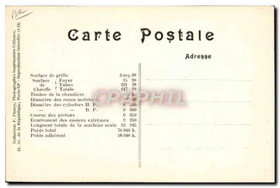 Locomotiva francesa P.L.M. n° 4814 — tipo Mastodon — série 4701-4862 — Paris — Verso