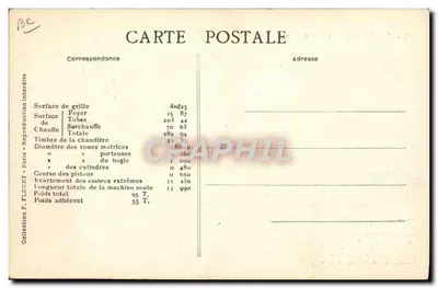 Locomotief Pacific n° 6102 — De Franse locomotieven (P.-L.-M.) — Collectie F. Fleury — Achterkant