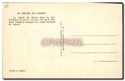 Rápido do Havre — Região do Oeste — H.M.P. Paris — Verso