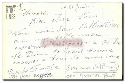 O navio a vapor Homerique — Home Lines — n° 26 000 — Verso