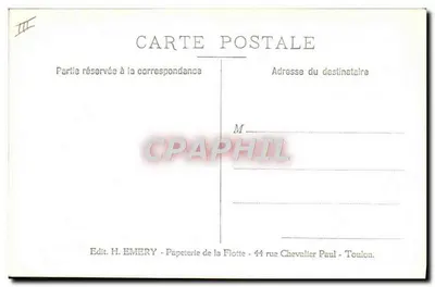 Navio de guerra — vista lateral no mar — Ed. H. EMERY, Toulon — Verso