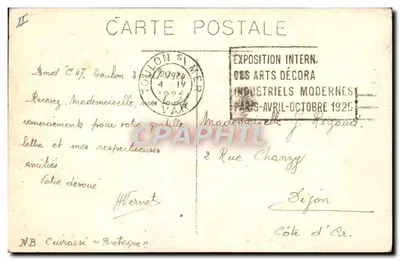 Encouraçado "Bretagne" — Paris, 4 de abril de 1925 — Exposição Internacional de Artes Decorativas — Verso
