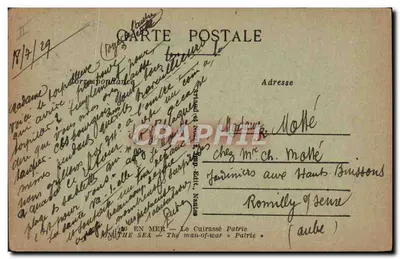 Haven van La Garde bij Toulon — Geschutsschip Patrie — uitgever C.C.G. — Achterkant