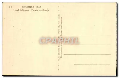 Bourges (Cher) — Hotel Lallemand, westelijke gevel — Les Éditions d'Art WON, Parijs — Achterkant