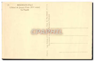 Bourges (Cher) — Hotel Jacques Cœur (XV wiek) — Wydawnictwo Art Martel — Rewers