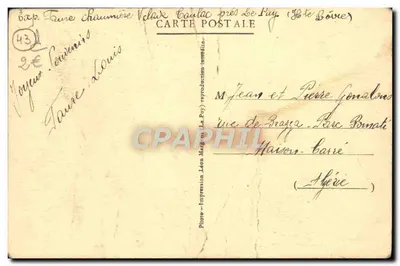 Le PUY-en-VELAY (alt. 610 m.) — Vue générale Occidentale — Léon Limas, n° 9389 — Verso