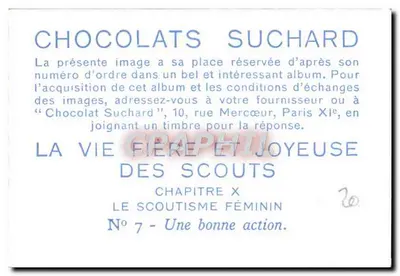 Dobrze działając — Scouting dla dziewcząt — Chocolats Suchard, Rozdział X, N° 7 — Rewers