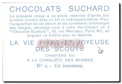 Scout w mundurze — rozdział VII, znak n°2 — P. Joubert, Chocolats Suchard — Rewers